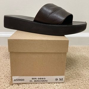J Crew brown leather slides